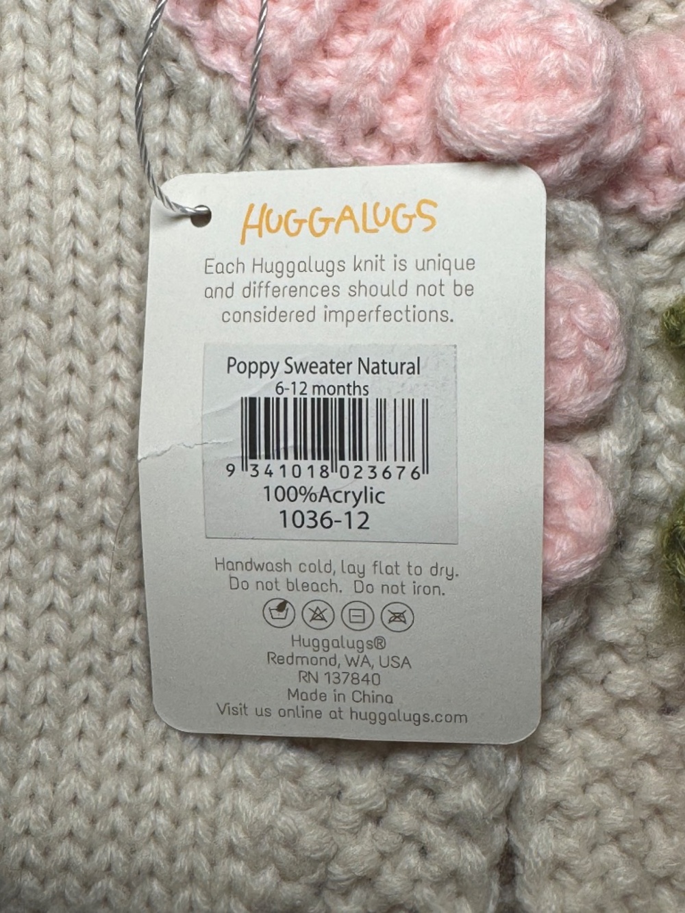 Huggalugs Natural Poppy Sweater w/ Matching Bonnet (034) - Picture 5 of 5